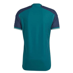 เสื้อฟุตบอลแขนสั้นคอวีสำหรับผู้ชาย BRG สีฟ้าอมเขียว ผ้าโพลีเอสเตอร์ซับเหงื่อ ทรงแอธเลติก ลายเรียบ ชุดกีฬา - Product Image 2