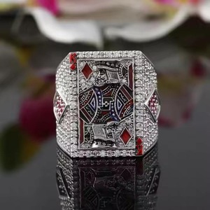 Men's Trendy Hip Hop <b>Iced</b> Out Silver with your Photos Full VS Lab Grown Diamond Hip-hop Style <b>Ring</b> From Indian Manufacturer - Product Image 1