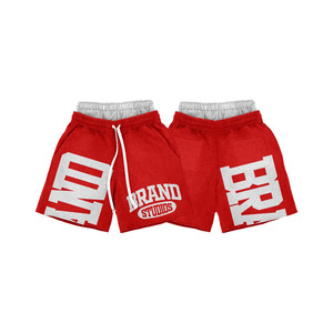 Premium 280 GSM Cotton Fleece <b>Booty</b> <b>Shorts</b> <b>Red</b> White Panel Streetwear Screen Print Custom Logo <b>Booty</b> <b>shorts</b> for women - Product Image 1