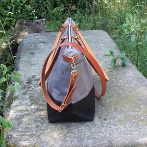 Bolso Tote de Lona y Cuero, Estilo Vintage, para Viajes, Trabajo, Compras, Bolso de Hombro, Gran Capacidad, Duradero, Bordado Abierto, LCTB-0046 - Product Image 5