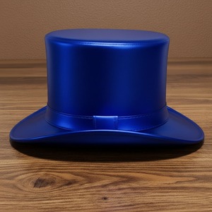 Metallic blue Magician's Leather Top <b>Hat</b> Handmade Steampunk valentine's day Festival <b>Hat</b> - Product Image 2