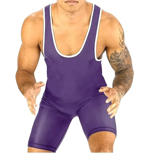 Nouveau design, haute qualité, 100% polyester, justaucorps de lutte personnalisable pour hommes - Séchage rapide et confortable - Product Image 6