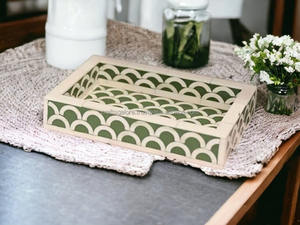 Bandeja de Madera de Lujo Pulida y Ecológica Hecha a Mano con Diseño Personalizado de Temática Budista para Decoración del Hogar, Procedente de la India - Product Image 6