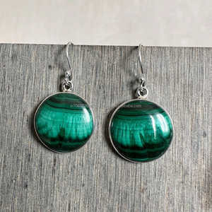 Natural Malachite Drop <b>Earrings</b> 925 Sterling Silver <b>Heart</b> Shape Trendy Party Gift for Women - Product Image 1