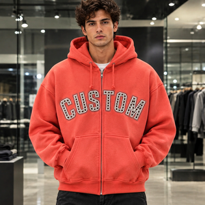 Sudadera con capucha y cremallera para hombre con pedrería, estilo urbano, personalizada, fabricante mayorista - Product Image 2
