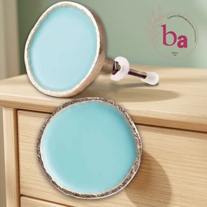 Poignées de tiroir et de porte en émail bleu doré Freya, design moderne, pour cuisine, chambre, commode, armoire, perles décoratives HBRMW 123 - Product Image 4