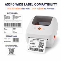 Imprimante d'étiquettes thermiques AS340 4 pouces 300 DPI Bluetooth WiFi USB, imprimante de codes-barres de bureau pour la logistique e-commerce