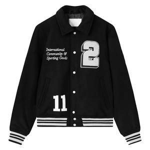 Best price breathable plus size customized winter wool leather varsity <b>jackets</b> Black College Baseball <b>jacket</b> for <b>men</b> - Product Image 1