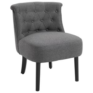 Poltrona Moderna Grigia con Schienale Medio, Rivestimento in Tessuto Trapuntato e Gambe in Legno per il Relax in Soggiorno o Camera da Letto - Product Image 1