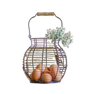 High Quality Vintage Style <b>Metal</b> Wire Egg Collection <b>Basket</b> Country High-End Storage <b>Basket</b> for Kitchen Use Shape-Chicken - Product Image 1