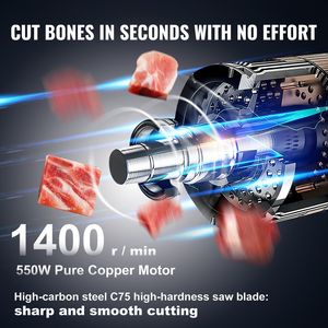 Commercial Electric 550W Stainless Steel <b>Meat</b> Bandsaw 19.1\"x15\" Vertical Bone Sawing <b>Machine</b> 7.09\" Cutting <b>Meat</b> <b>Processing</b> - Product Image 3