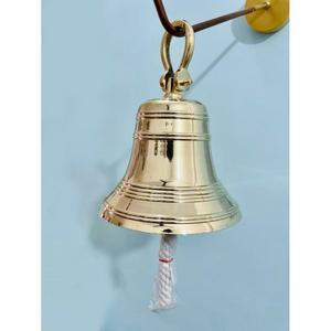 Hand Casted Technique <b>Brass</b> Door <b>Bell</b> With White Silicone Rope hanging decorative Nautical Style Ship <b>Bell</b> Custom Size Available - Product Image 3