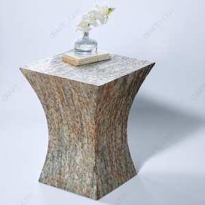 Mesa Auxiliar de Madera con Incrustaciones de Nácar, Mesa de Centro Cuadrada Hecha a Mano con Mosaico de Nácar, Mesa de Acento de Lujo para el Hogar de Diseño - Product Image 3