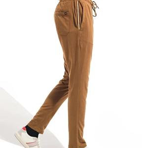 Men's Brown Cotton Sweatpants Elastic Waist Drawstring Casual Pants With Side Pockets Autumn Wear men's pants - Product Image 6