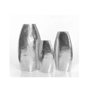 Metal Tabletop <b>Vase</b> Set Handmade Silver Finish Decorative Home Office Accent <b>Vases</b> with Circular Cutout Design - Product Image 5