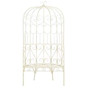 Banco de Jardín de Hierro Forjado Blanco Antiguo con Incrustaciones Decorativas Medianas, Bancos para Patio - Product Image 2