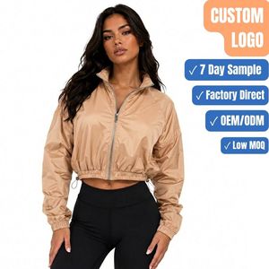 Quick Dry Nylon Athleisure Cropped Windbreaker <b>Jacket</b> Custom OEM Private Label - Product Image 1