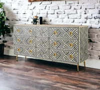 Commode à tiroirs en os incrusté, meuble de salon, commode en os incrusté, meubles en os incrusté pour l'artisanat indien