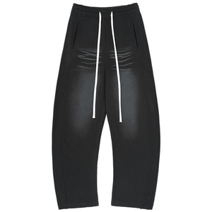 Women's <b>Black</b> Harem Pants Mid Waist Elastic Drawstring Loose Fit Ankle-Length Casual Knitted Solid Color Breathable Polyester - Product Image 1