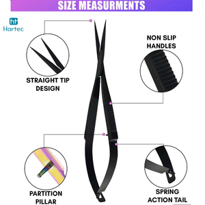 Tijeras de Acero Inoxidable Duraderas con Diseño Curvo y Agarre Antideslizante con Recubrimiento Negro para Uso Profesional y en Salones de Belleza, para Diestros - Product Image 3