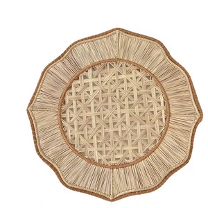 Best Price Pink Scalloped Rattan Placemat and Charger <b>Plates</b> From Vietnam Factory for Dining Table Set of <b>Mats</b> & Pads - Product Image 3