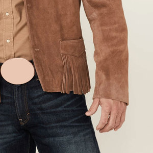 Men's Genuine <b>Suede</b> Leather Fringe Winter <b>Jacket</b> Premium Quality Plain Dyed Finish Full Size Range Custom OEM Wholesale - Product Image 3