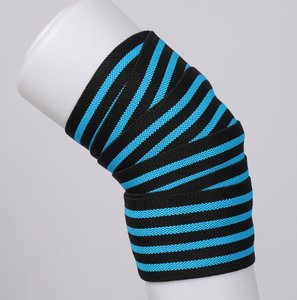 Breathable Knitted <b>Knee</b> <b>Wraps</b> Black and Blue Striped Universal Fit Pull-On Compression Support for Elbow Protection - Product Image 1