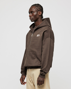 Sweat-shirt à capuche pour homme, coupe ample, entièrement zippé, couleur unie, coton French Terry, style décontracté streetwear, avec poche avant - Product Image 3