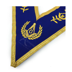Ensemble tablier, collier et gauntlets de maître maçon de loge bleue, prix d'usine - Product Image 3
