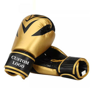 Gants de boxe personnalisés avec logo, or et noir, en PU, à lacets, pour adultes, entraînement, sparring, équipement MMA - Product Image 2