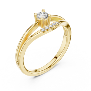 Bague minimaliste en diamant rond cultivé en laboratoire, sertie en or jaune 18 carats, pour les occasions spéciales, les fiançailles, les mariages, le quotidien et le bureau, pour femmes. - Product Image 1
