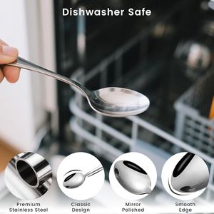 Cucharas de Acero Inoxidable Promocionales de 6.7 Pulgadas, Cucharas para Postre, Cucharas de Mesa para Café, Utensilios de Cocina para el Hogar, Cubiertos Plateados - Product Image 3