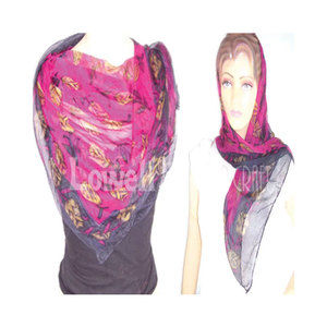 Luxury Nylon <b>Chiffon</b> Printed Designer <b>Scarf</b> Elegant Lightweight Fashion Wrap Soft Floral Pattern Shawl for Women Stylish Neck - Product Image 3
