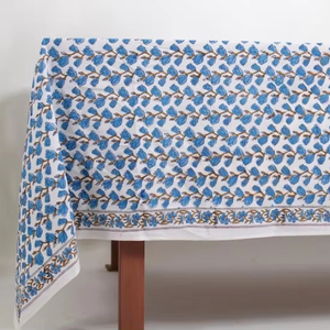 Blue and White Hand Block Print <b>Tablecloth</b> Table Cover India Cotton Table Linen Custom <b>Tablecloth</b> Table Cover Farmhouse Wedding - Product Image 1