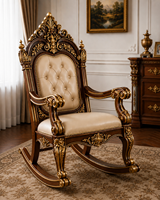 Fauteuil d'appoint de style Maharaja moderne et luxueux, avec dossier haut, revêtement en velours capitonné, structure en teck durable, couleur personnalisable, pour salon