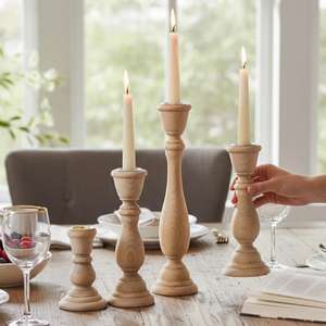 Candelabros Redondos de Madera Natural Hechos a Mano, Estilo Rústico, para Bodas, Navidad, Cumpleaños y Pascua, Centros de Mesa, Decoración del Hogar - Product Image 1