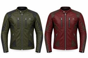 Chaqueta de Motociclista de Cuero Estilo Urbano |   Negro Gris Oliva Borgoña |   Fabricante OEM ODM |   Diseño de Calidad Premium | - Product Image 5
