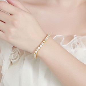 925 Silver Moissanite Round Cut Tennis Bracelet Classic Four Prong Luxury Diamond Look Statement Bracelet <b>for</b> <b>Men</b> Women Gift - Product Image 1
