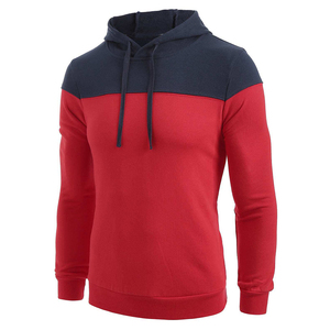 Men's Hooded Sweatshirt Color Blocking Red <b>Navy</b> <b>Knitted</b> Casual Autumn Wear Regular Fit Long Sleeve 2027 - Product Image 6