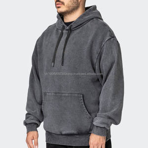 Sudaderas con capucha lavadas para hombre, ropa de calle con hombros caídos, sudaderas con bolsillo funcionales de gran tamaño vintage de algodón pesado, Sudadera con capucha para hombre - Product Image 2