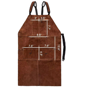 Heavy Duty Cowhide Leather Welding <b>Aprons</b> Flame Resistant Men Garden <b>BBQ</b> Work <b>Aprons</b> With Multiple Tool Pockets - Product Image 2