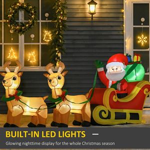 Decorazione Natalizia Gonfiabile da Giardino con Babbo Natale, Slitta e Renne, Luci LED Lunghe 2,4 Metri - Product Image 4