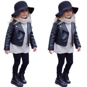 Nuevo estilo bebé niñas niños chaqueta de cuero al por mayor personalizado remache hombro niños niñas pu chaquetas de cuero niños abrigos de piel de invierno - Product Image 4
