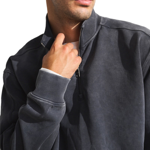 Sudadera Vintage con Cierre de Cremallera de un Cuarto |   Sudadera de Forro Polar Grueso con Cuello Alto y Capucha, Estilo Casual para Invierno, 100% - Product Image 2