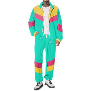 Men's Color Blocking Tracksuit Full Length Zipper Fly Casual Sportswear Breathable Polyester Windbreaker <b>Jacket</b> Pants Set Spring - Product Image 2