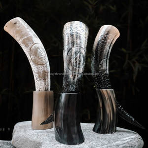 Premium Medieval <b>Drinking</b> <b>Horns</b> from India Laser Engraved Polished Agate Nautical Home Decor Animal Style - Product Image 3