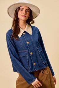 Veste en jean zippée et boutonnée SO ME - Product Image 4