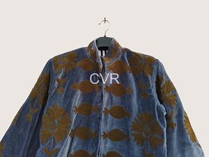 Manteau en velours à col mandarin, manches longues, motif floral brodé à la main, vêtement d'extérieur d'automne, style décontracté pour femmes adultes - Product Image 4