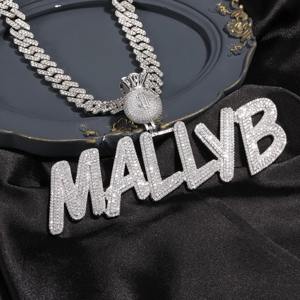 Comprar Collar con Colgante de Bolsa de Dinero con Incrustaciones de Diamantes, Cadena de Eslabones Cubanos, Joyería Personalizada, Regalos en Línea en India - Product Image 3