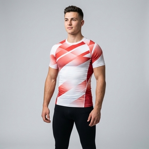 Men Compression Sports Shirt Custom Half Sleeve Fitness Gym Training Running Performance Activewear Top - Product Image 1